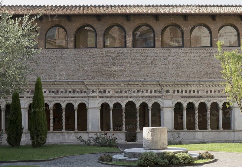Cloister of the monastery, Lateran Basilica, Basilica San Giovanni in Laterano, Cathedral of the Diocese of Rome, Monti district, Rome Italy