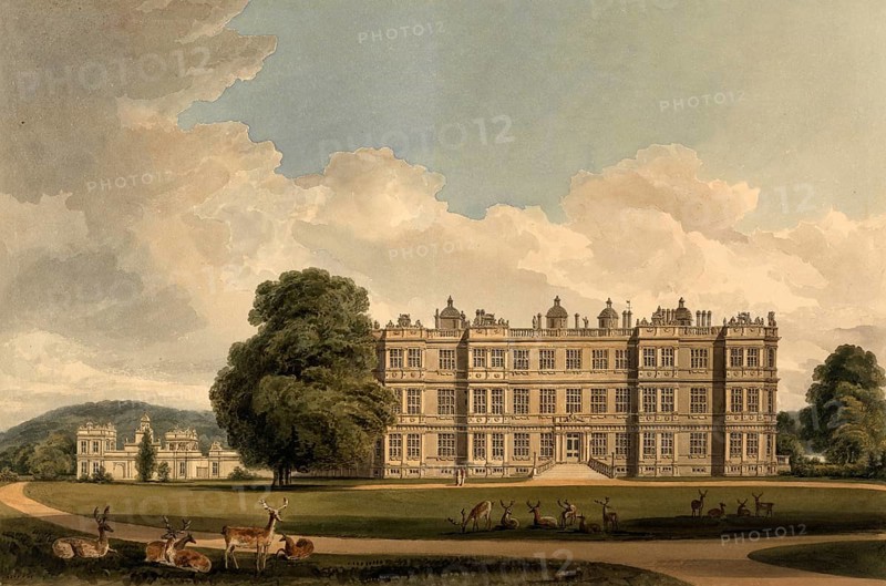 South View of Longleat, Wiltshire, the Seat of the Marquis of Bath, England, digitally restored reproduction of a 19th-century original by John Buckler, Record date not stated, South View of Longleat, the Seat of the Marquis of Bath, digitally restored reproduction of a 19th-century original, Record date not stated
