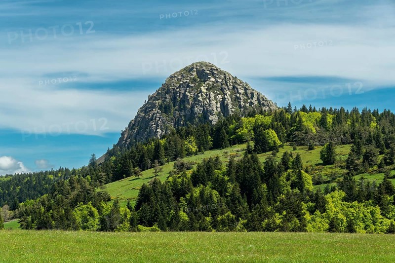 Mont Gerbier-de-Jonc, Source of the Loire River in the Monts d'Ardeche Regional Natural Park, Auvergne-Rhone-Alpes, France, Europe