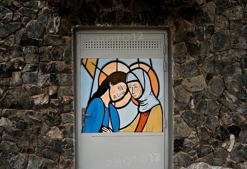 Painting in the Popenguine cave, Popenguine, Senegal. Popenguine is a christian pilgrimage site since the apparition of the black madonna in 1986