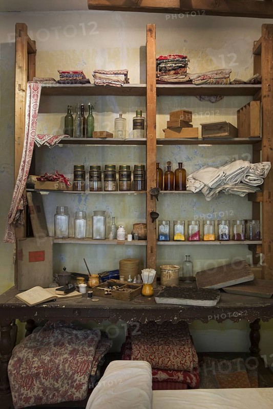 Old workshop for printing patterns on fabric by using woodblocks