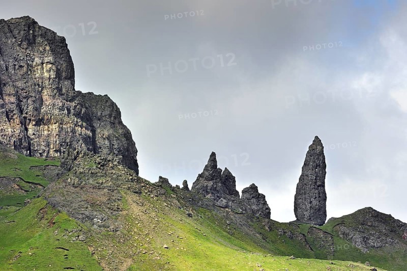 The rock pinnacle Old Man of Storr on the Isle of Skye, Scotland, UK