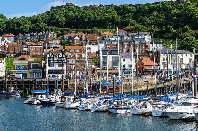Marina and Harbour over Vincent Pier, Scarborough, North Yorkshire, England, United Kingdom, Europe