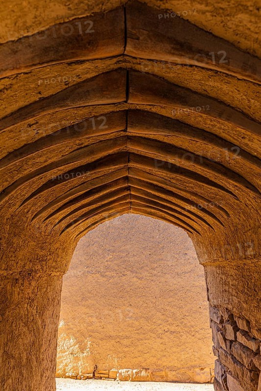 Vaulted ceiling with wooden substructure in the largest preserved mud town in Oman, Al Bilaad, Al Bilaad Historical Village, Arabian Peninsula, Sultanate of Oman