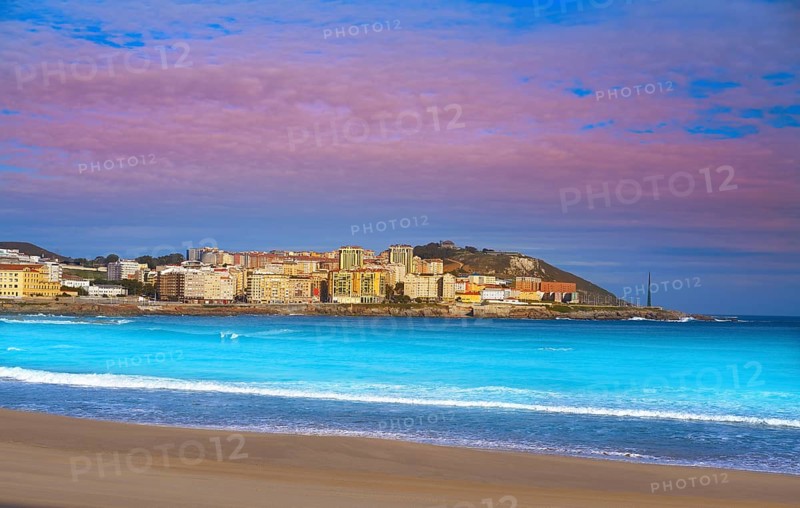 La Coruna Riazor beach in Galicia of Spain