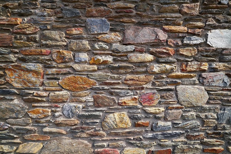 Slate stone masonry stone wall in Andorra Pyrenees