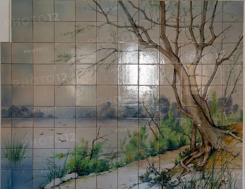 Tile panel, 1902, glazed ceramics, Casa Cetre de Portopi, La Roqueta factory ceramics, Museu de Mallorca, Palma, Majorca, Spain, Europe