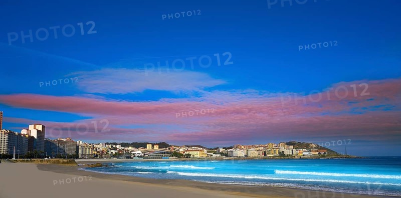 La Coruna Riazor beach in Galicia of Spain