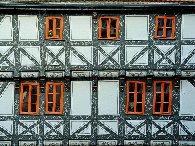 Half-timbered house in the old town centre of Bad Langensalza. Thuringia, Germany, Europe