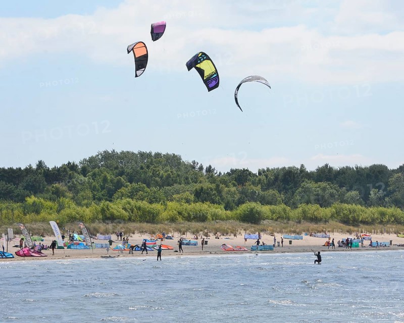 Kitesurfer on Baltic Sea at Swinoujscie, Western Pomerania, Poland, Europe