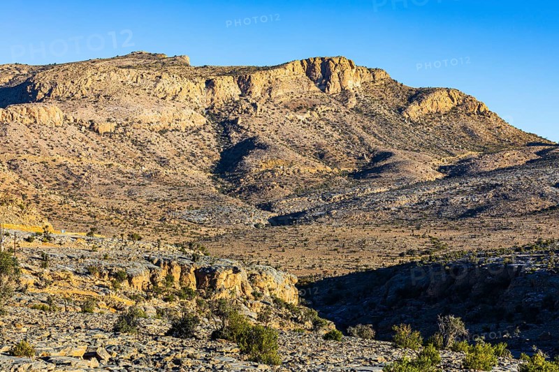 View of the bare slopes of the highest mountain in Oman, Jebel Shams, Arabian Peninsula, Sultanate of Oman