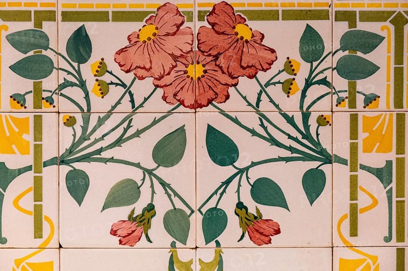 Tile plinth, 1905, glazed ceramic, La Roqueta factory, Mallorca, Balearic Islands, Spain, Europe