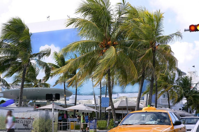 Miami South Beach Art Deco district with colorful buildings and palm trees