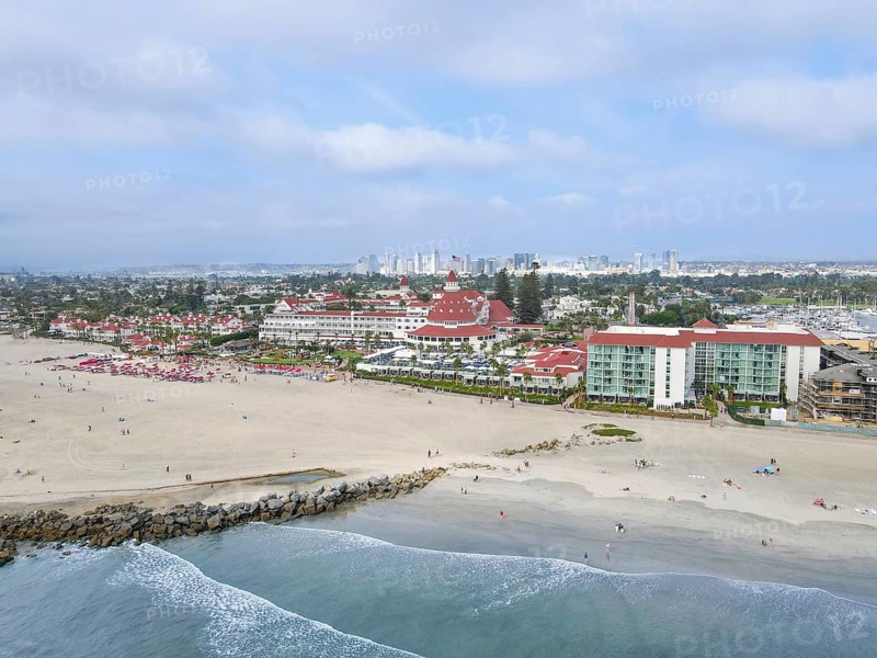 Aerial view of Hotel Del Coronado, San Diego, California, USA. September 25th, 2021