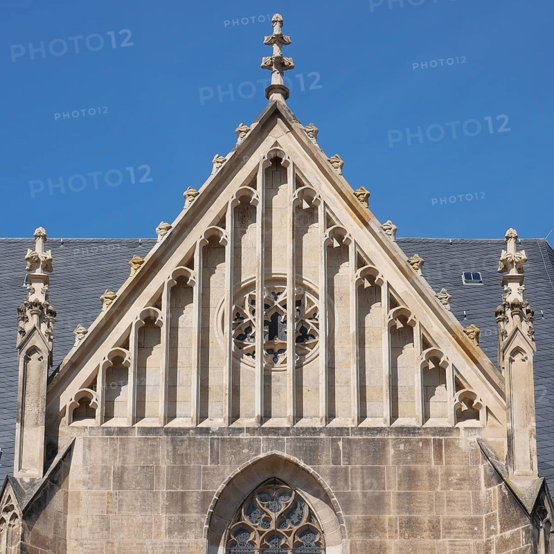 Gothic details on the Protestant Church of St Bartholomäi Altenburg, Thuringia, Germany, Europe