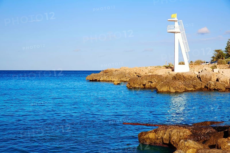 Denia Las Rotas Trampoli beach and tower in Mediterranean Spain Alicante