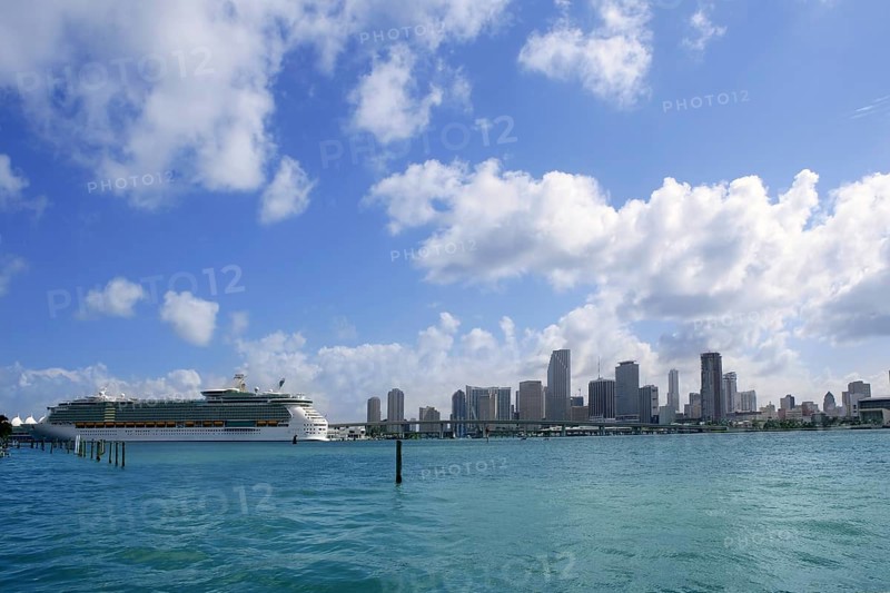 Miami Beach view from downtown city blue sky