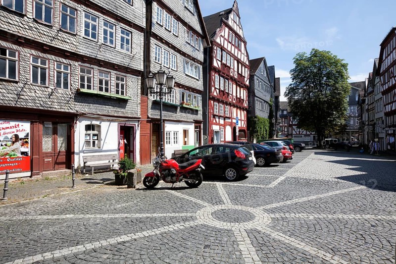 Kornmarkt grain market, historic old town of Herborn, Hesse, Germany, Europe, Kornmarkt, historische Altstadt von Herborn, Hessen, Deutschland, Europa, Europe
