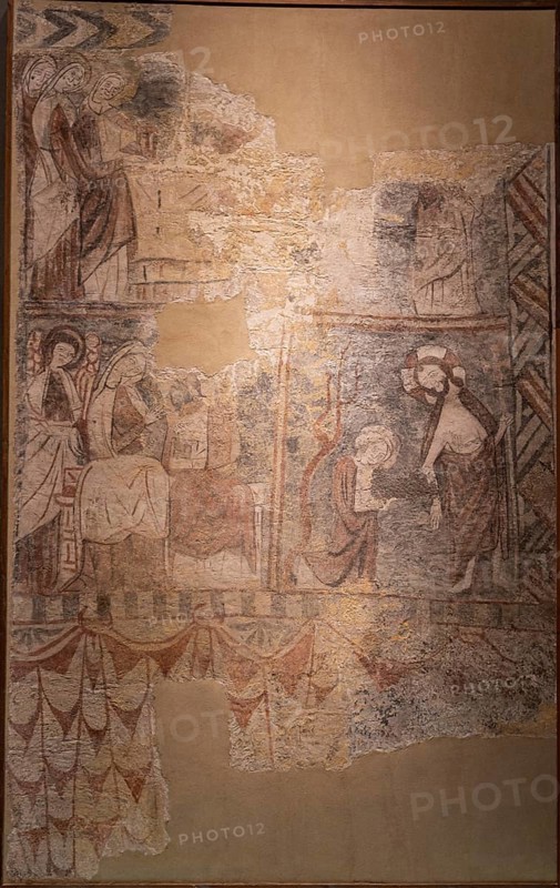 Wall paintings from Sorripas, 14th century, fresco torn and transferred to canvas, come from the church of San Andres de Sorripas, Diocesan Museum of Jaca, Huesca, Spain, Europe