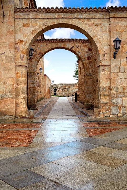Zamora Cathedral square in Spain by Via de la Plata way to Santiago