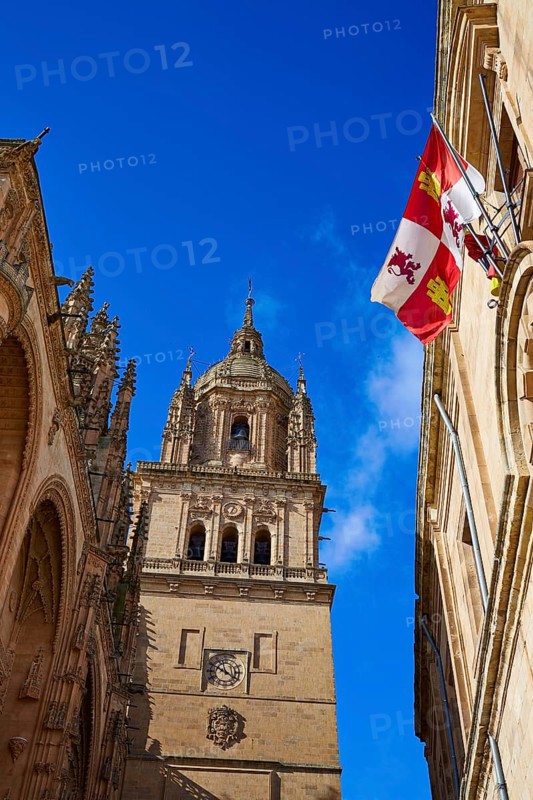 Salamanca Cathedral facade in Spain by the Via de la Plata way to Santiago