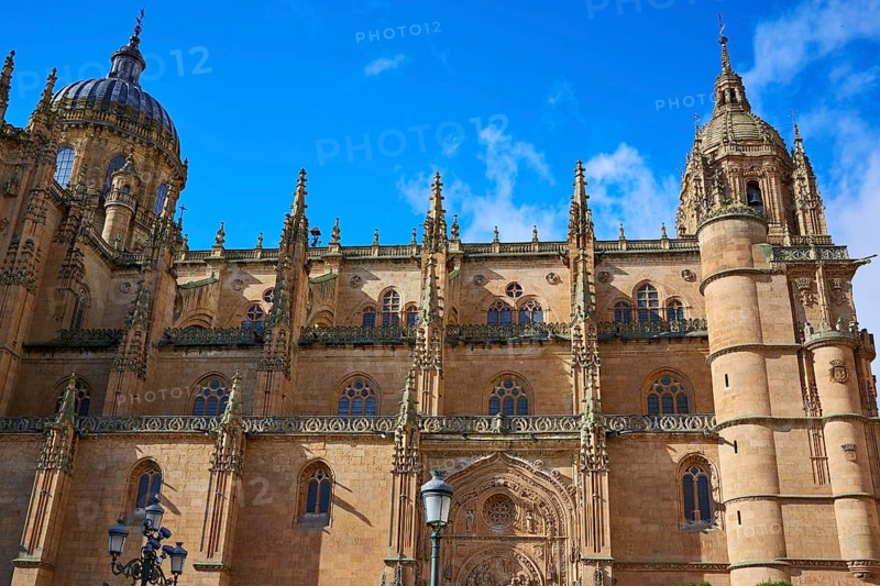 Salamanca Cathedral facade in Spain by the Via de la Plata way to Santiago
