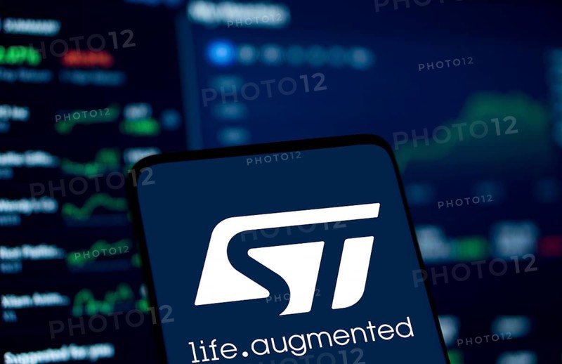 STMicroelectronics logo is displayed on smartphone. STMicroelectronics NV is a European multinational semiconductor manufacturing company.