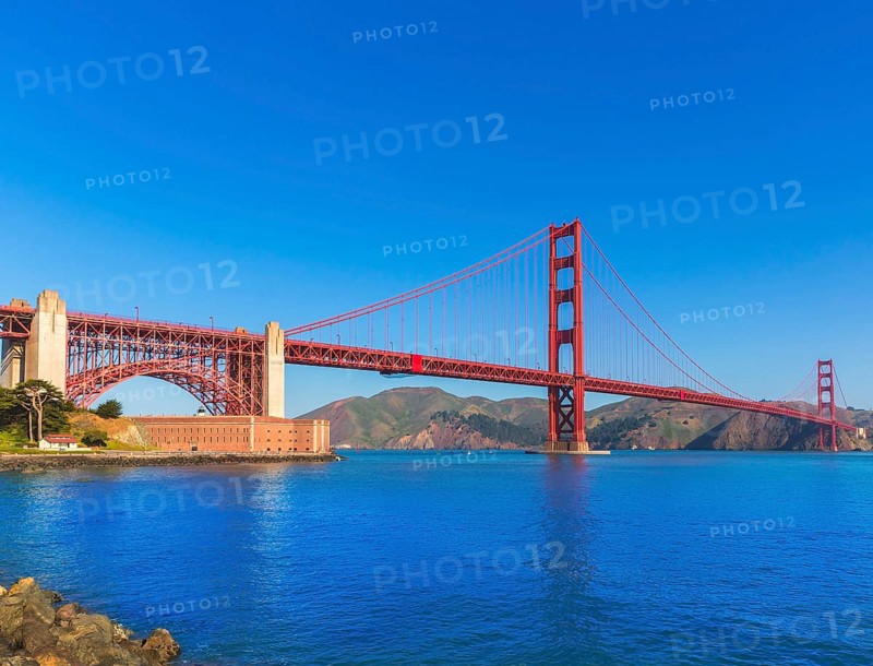 Golden Gate Bridge San Francisco from Presidio in California USA
