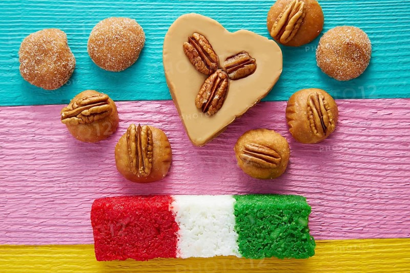 Mexican candy sweets cajeta pecan and coconut flag