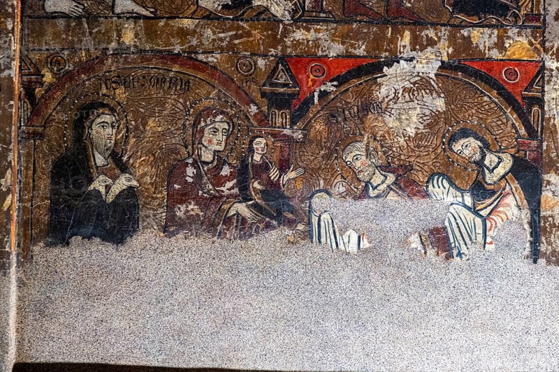 Presentation of Jesus in the temple, altar frontal of Santa Maria de Iguacel, XIII century, tempera painting on pine wood, Diocesan Museum of Jaca, Huesca, Spain, Europe