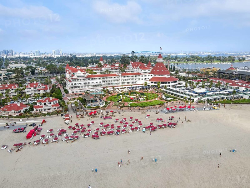 Aerial view of Hotel Del Coronado, San Diego, California, USA. September 25th, 2021