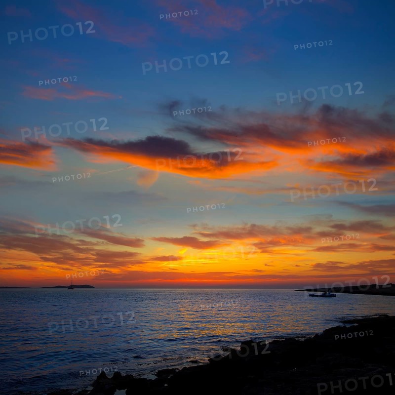 Ibiza san Antonio Abad de Portmany sunset in Balearic islands of spain