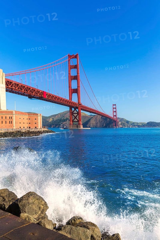 Golden Gate Bridge San Francisco from Presidio in California USA