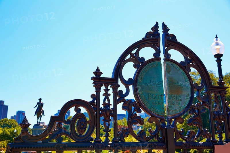 Boston Common Arlington St gate George washington in Massachusetts USA