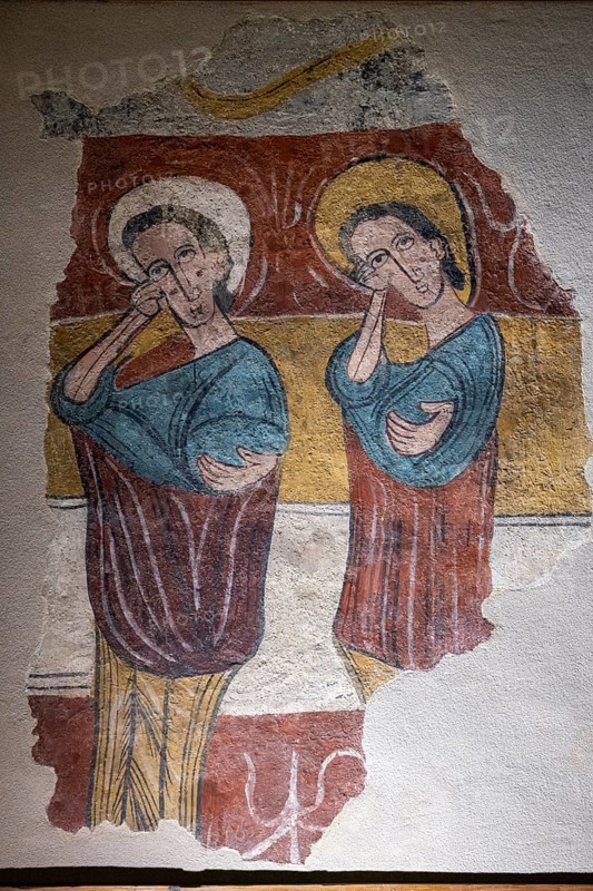 Susin wall paintings, 12th century, fresco torn off and transferred to canvas, come from the church of Santa Eulalia de Merida in Susin, Diocesan Museum of Jaca, Huesca, Spain, Europe