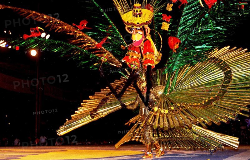Fantastic costumes at the parade and hot calypso sound at the carnival in Port of Spain on the Caribbean island of Trinidad
