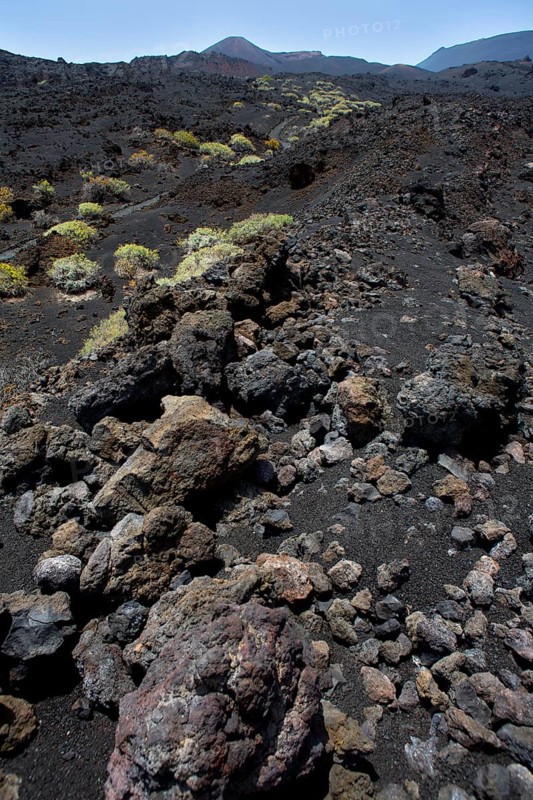 La Palma volcanic Teneguia lava black stones in Canary Islands