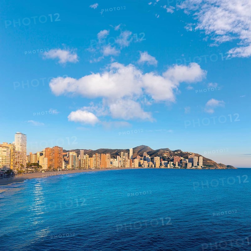 Benidorm Alicante playa de Levante beach sunset in spain Valencian community