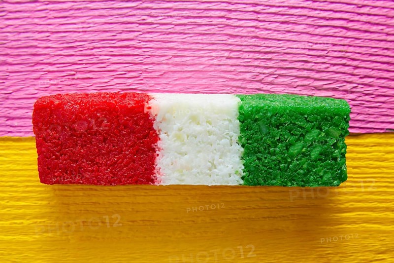 Mexican coconut flag candy striped chredded sweet from Mexico