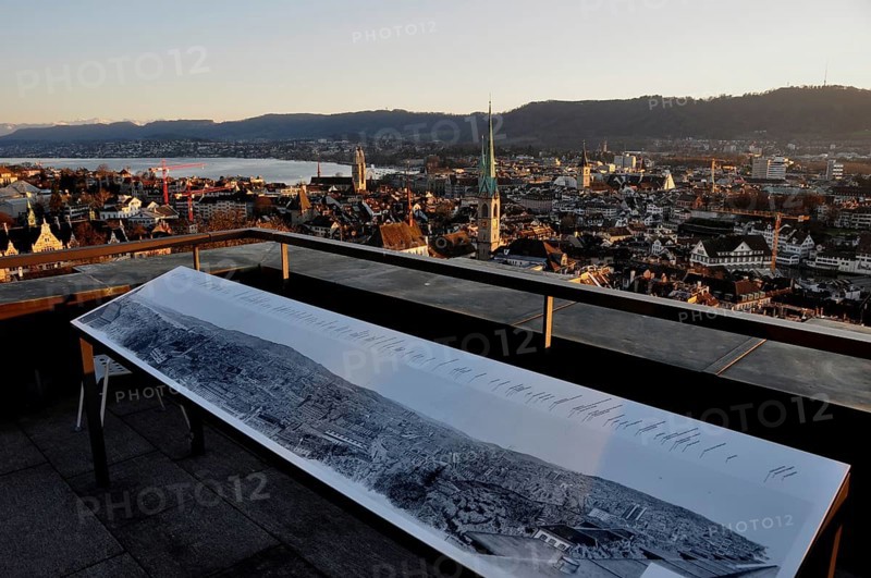 Panoramic view of the old city of Zurich from the roof of the Swiss Federal Institute of Technology ETH