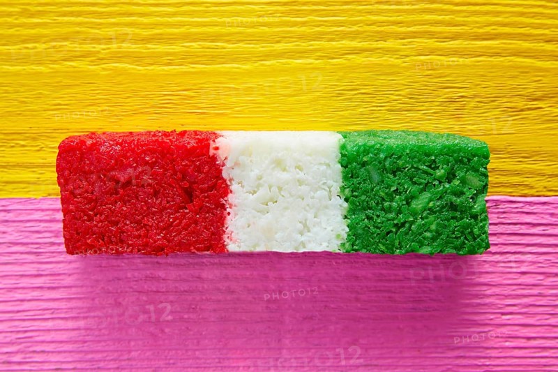Mexican coconut flag candy striped chredded sweet from Mexico