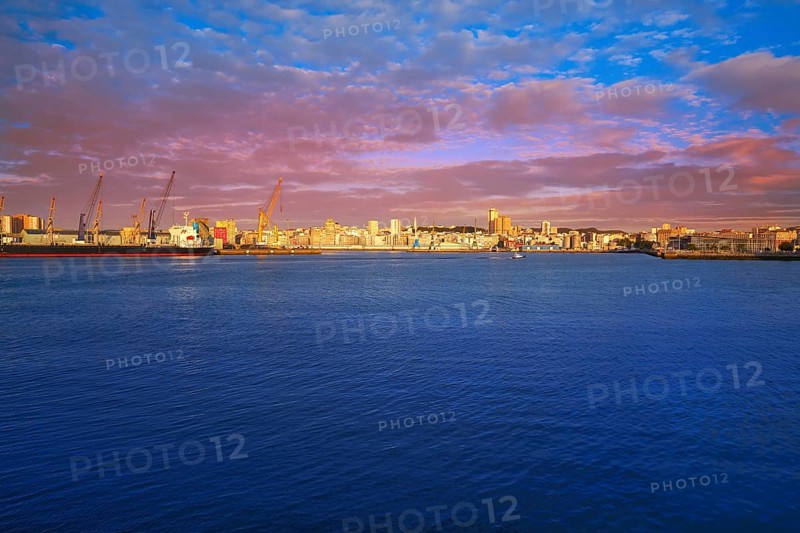 La Coruna Port sunrise in Galicia of Spain