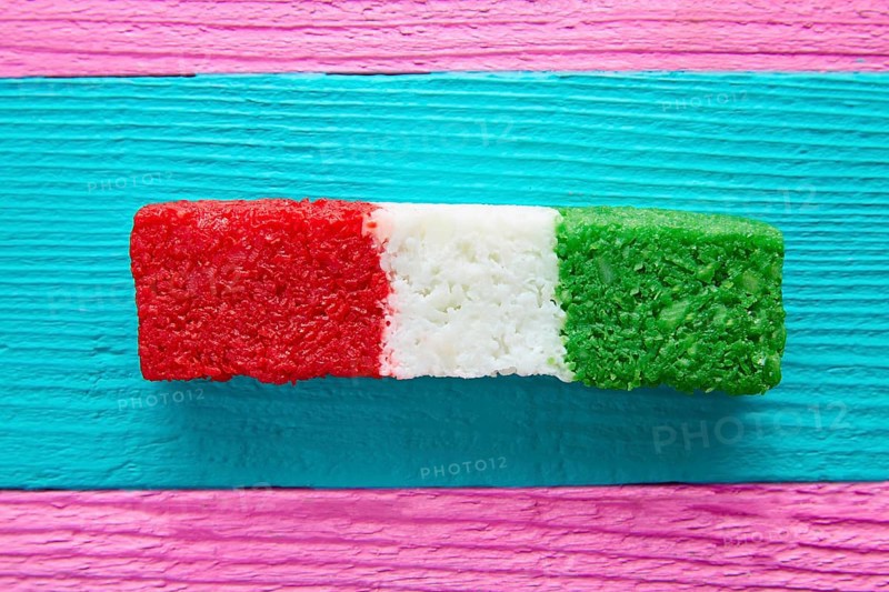 Mexican coconut flag candy striped chredded sweet from Mexico