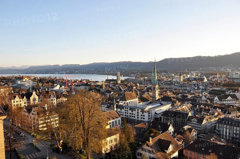 Switzerland: Panoramic view of the old town of Zürich-City from the Tower of the Federal Institute of Technology ETH