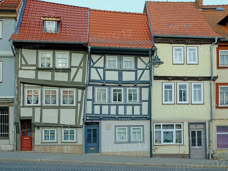 Lean to: Half-timbered houses in the historic old town of Bad Langensalza, Thuringia, Germany, Europe