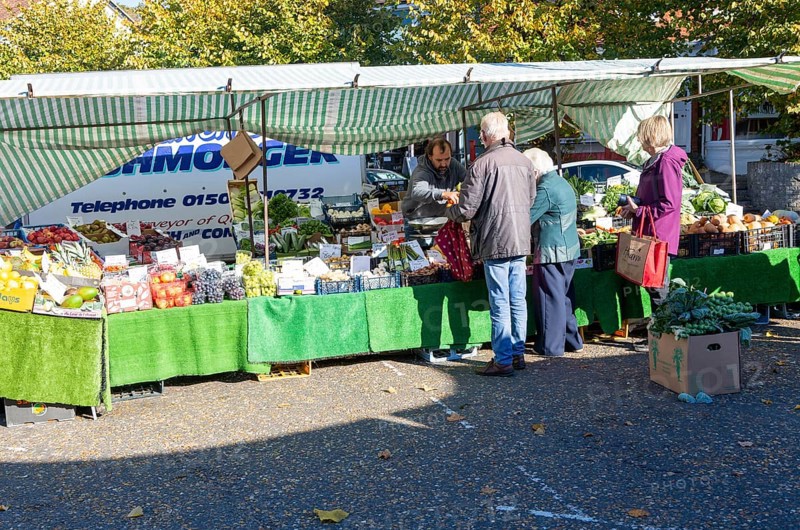 Greengrocer market stall, Framlingham, Suffolk, England, UK
