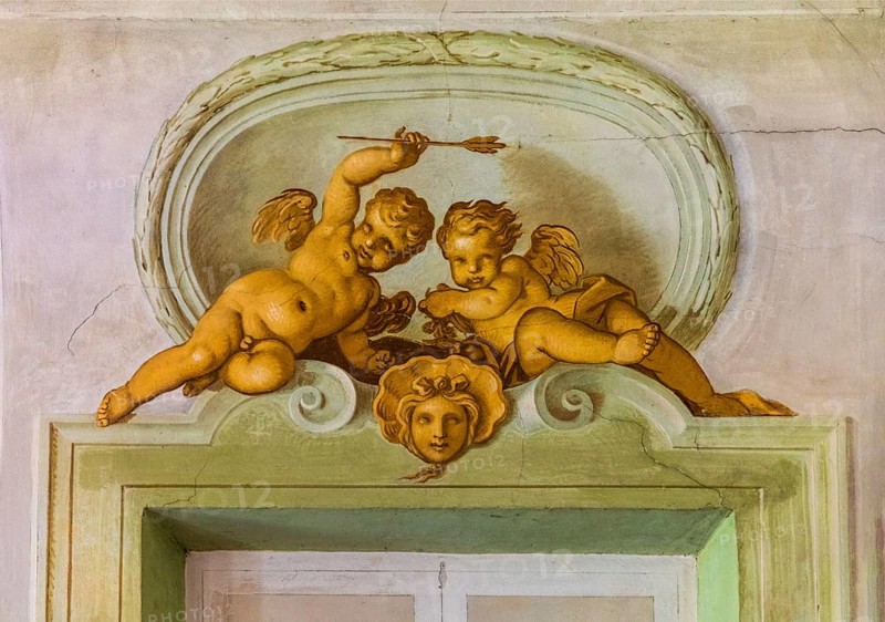 Louis Dorigny, pairs of mythological figures in the Sala di Flora, 17th century Villa Manin, residence of Ludovico Manin, the last Doge of Venice, Codroipo, Friuli, Italy, Codroipo, Friuli, Italy, Europe