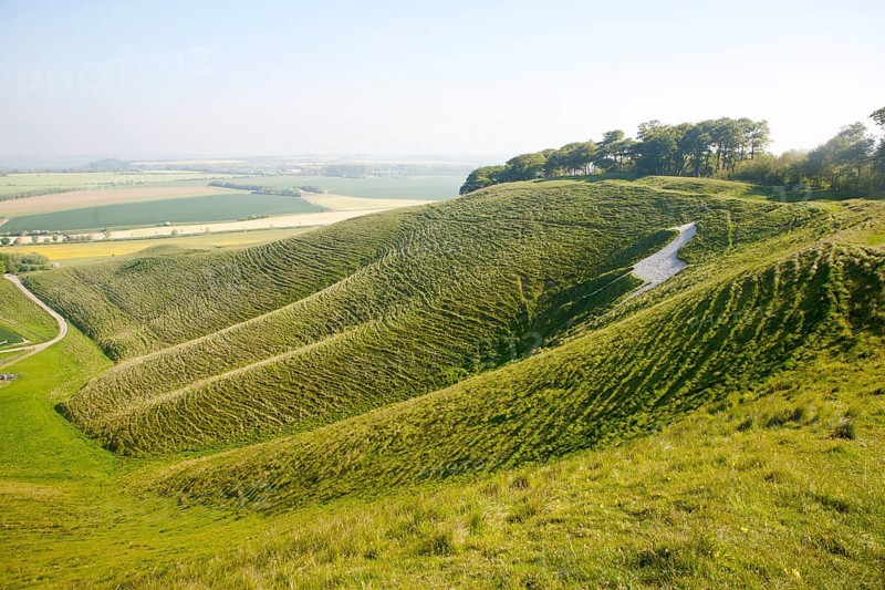 White horse in chalk scarp slope Cherhill, Wiltshire, England, UK dating form 1780