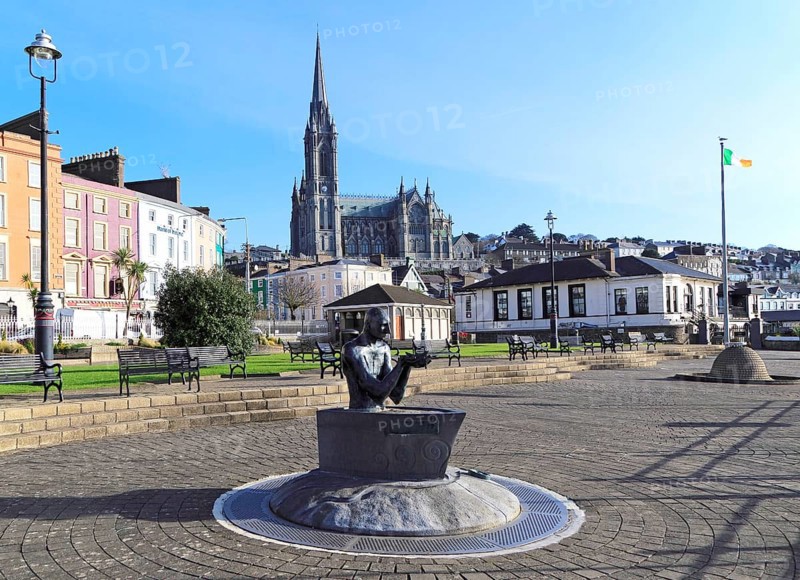 Town centre historic buildings and cathedral, Cobh, County Cork, Ireland, Irish Republic, Europe