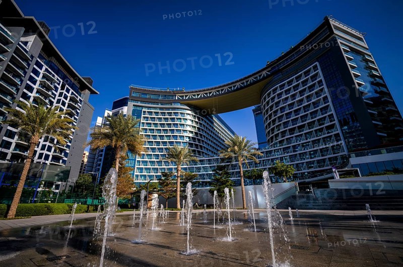 Fountain in front of Hotel NH Collection The Palm Jumeirah, Dubai, United Arab Emirates, VAR, Asia